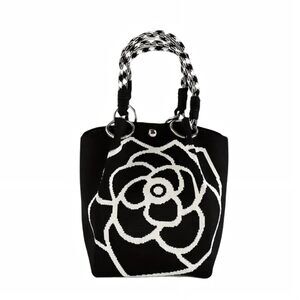 1736 small bucket bags purse , top-handle cute mini handbags, crochet black